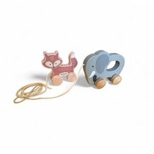 Wooden Animal Pull Toy Set  Fox & Elephant